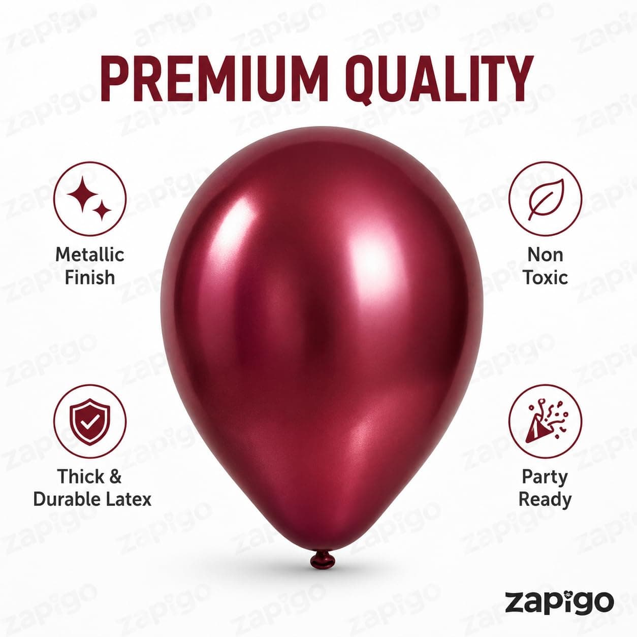 Balloonistics 25-Pack Metallic Pearl Finish Maroon Latex Balloons – Shiny Deep Red Balloons for Wedding, Anniversary, Elegant Birthday & Festive Decoration thumbnail 2