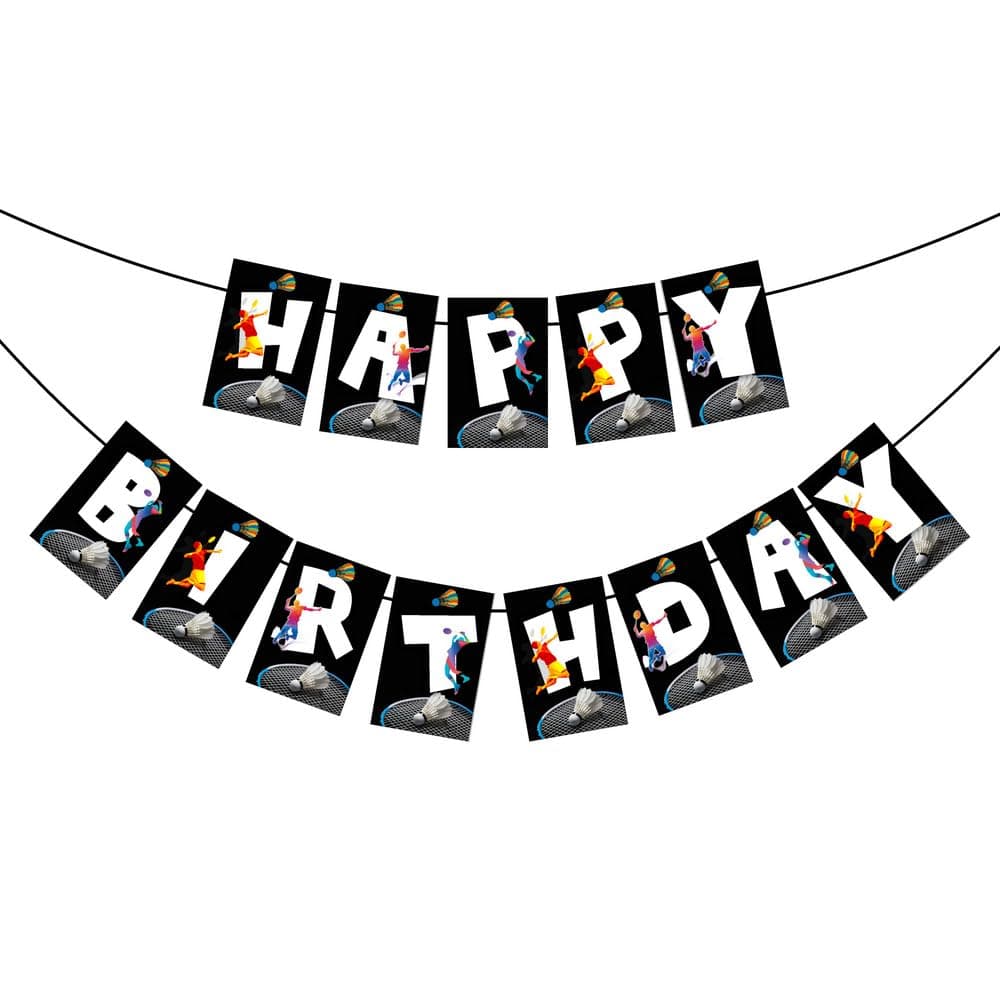 Balloonistics Badminton Theme Happy Birthday Banner - Sports & Shuttlecock Cardstock Bunting for Kids & Adults Birthday Decorations - Smash & Racket Theme Party Supplies, Backdrop Decor thumbnail 2