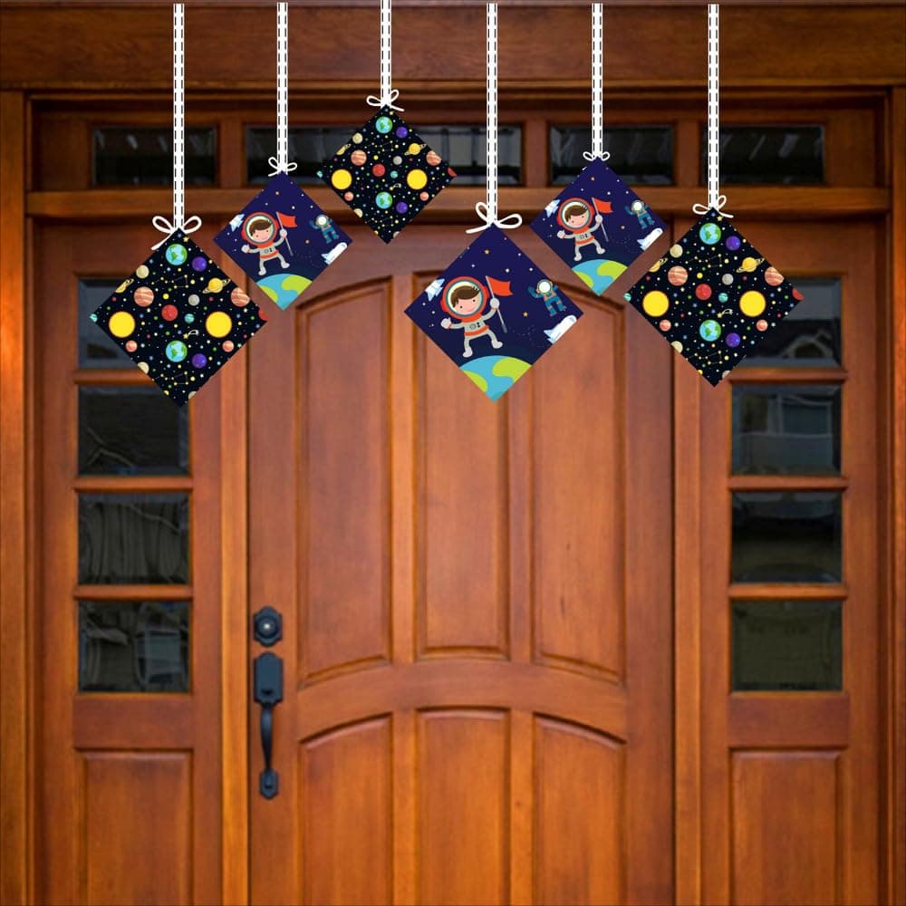 Balloonistics Space Theme Hanging Decorations Double-Sided Cardstock Cutouts with Ribbon Party Supplies for Kids Birthdays (Hangings - Pack of 12) thumbnail 3