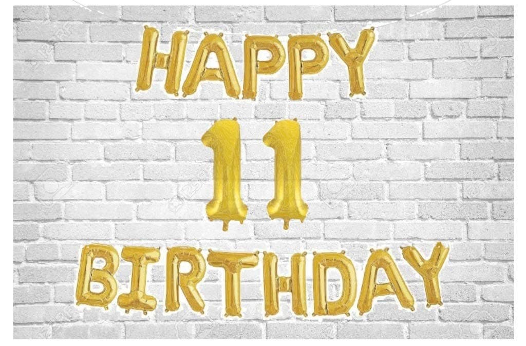 Balloonistics Happy Birthday Letter Golden Foil Balloons and Number Golden Foil Balloon for Party Decoration (Number 11) thumbnail 1