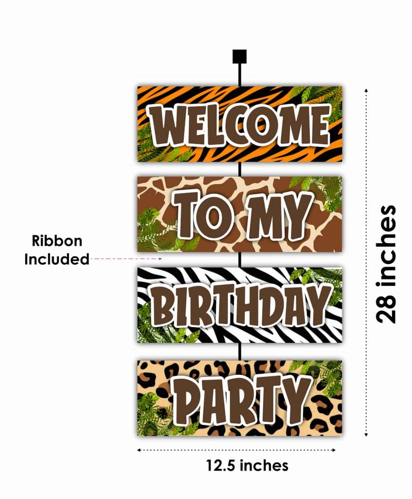 Balloonistics African Safari Welcome Board 2.3 Ft Hanging Jungle Theme Birthday Sign Outdoor & Indoor Cardstock Welcome Poster (Welcome Outdoor Board) thumbnail 2