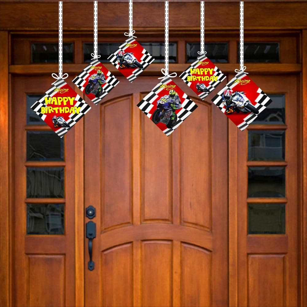 Balloonistics Sports Car Theme Hanging Decorations - Pack of 12 Double-Sided Cardstock Cutouts - Racing & Supercar Birthday Party Supplies - Includes Ribbons - Fast One & Two Fast Room Decor (Hangings - Pack of 12) thumbnail 3
