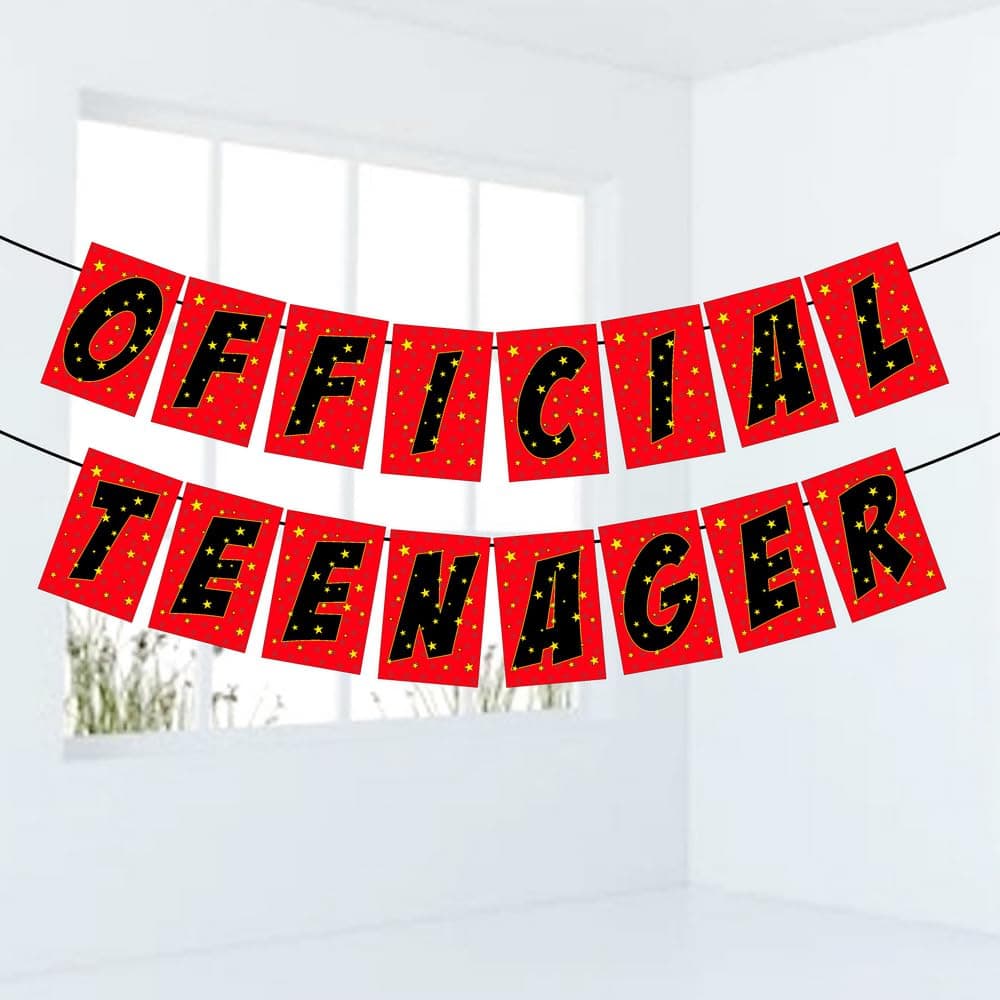 Balloonistics Official Teenager Happy Birthday Banner – Bold Black & Gold Bunting – Premium Cardstock 13th Birthday Party Decorations for Boys & Girls thumbnail 1