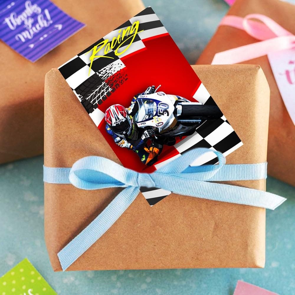 Balloonistics Sports Bike Theme Birthday Invitations - Pack of 10 Premium Matte Fill-In Cards - Racing & Superbike Party Invites - Double-Sided Cardstock Fast One & Two Fast Stationery (Invite Cards - Pack of 10) thumbnail 3