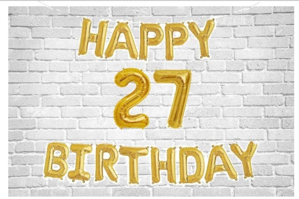 Balloonistics Happy Birthday Letter Golden Foil Balloons and Number Golden Foil Balloon for Party Decoration (Number 27) thumbnail 1