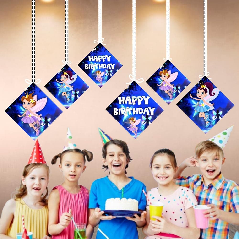 Balloonistics Fairy Theme Hanging Decorations - Pack of 12 Enchanted Forest Party Hangings - Premium Cardstock Magical Pixie, Garden Bloom & Butterfly Cutouts with Strings, Whimsical Birthday (Hangings - Pack of 12) thumbnail 4
