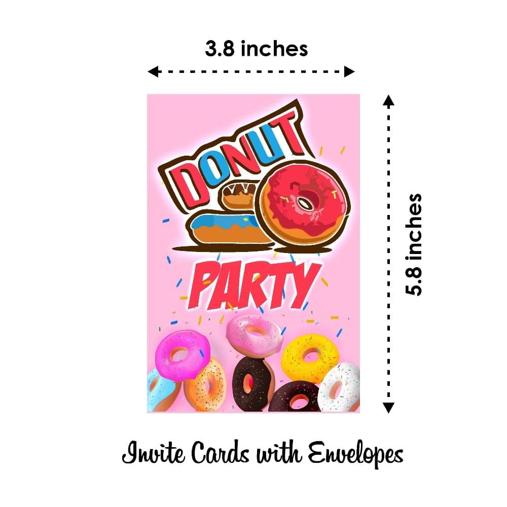 Balloonistics Donut Theme Birthday Invitation Cards - Pack of 10 Fill-In Invitations with Envelopes - Double-Sided Cardstock, Sweet One & Donut Grow Up Party Supplies for Kids (Invite Cards - Pack of 10) thumbnail 6