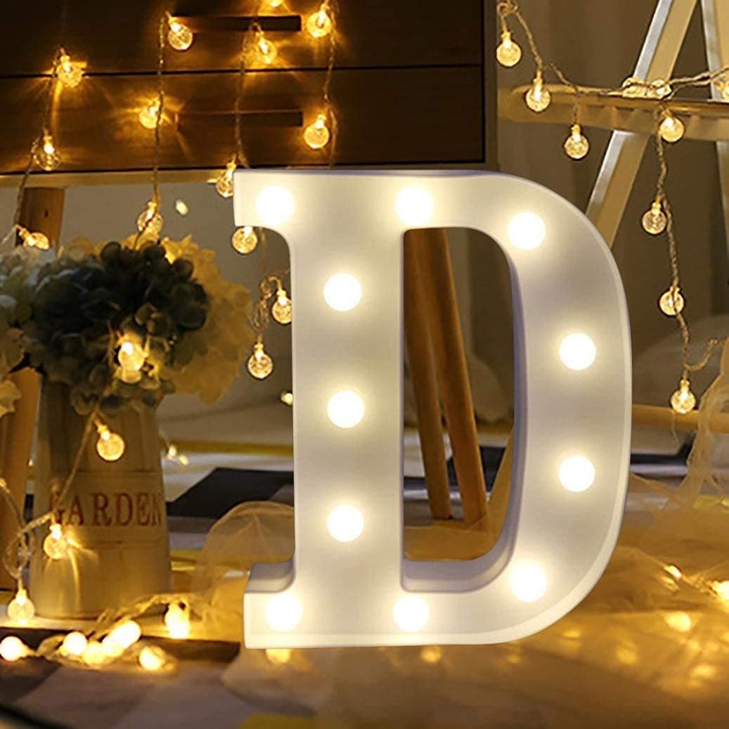 Balloonistics LED Marquee Letter 'D' Light | 9-Inch Warm White Glow | Cordless Battery-Operated Standing Alphabet Sign for Birthdays, Weddings, Nurseries & Personalised Home Décor thumbnail 1