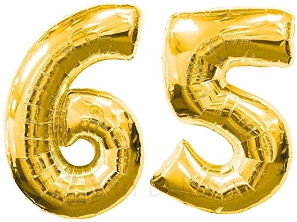 Balloonistics Gold Number 65 Foil Balloon – Large Metallic Gold Number Sixty Five Balloon for 65th Birthday, Mid-Sixties Milestone & Party Decorations (Gold, Number 65) thumbnail 1