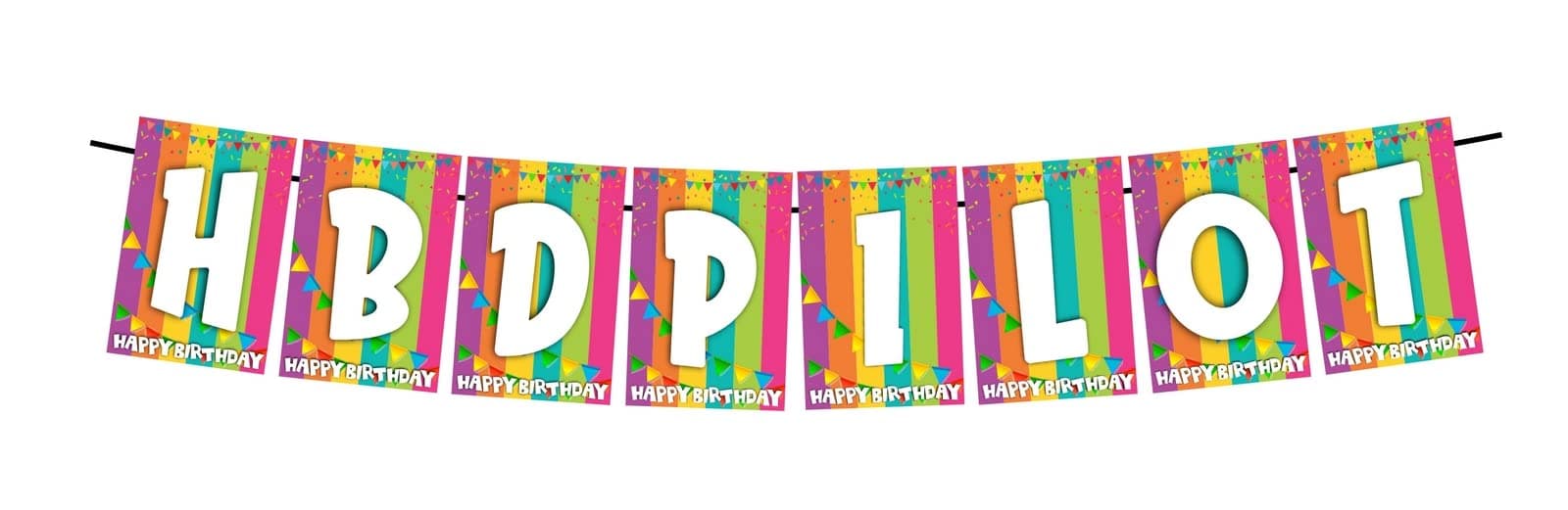 Balloonistics HBD Pilot Happy Birthday Banner - Vibrant Rainbow & Bunting Cardstock Bunting - Aviation, Airplane & Flight Captain Decorations, "Happy Birthday Pilot" Backdrop thumbnail 1