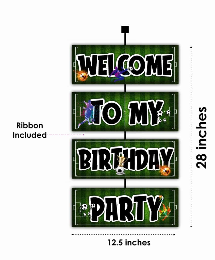 Balloonistics Football Theme Birthday Welcome Board (2.3 Feet) - Large Soccer Stadium Entrance Sign for Boys & Sports Fans - Premium Cardstock Game Day Party Decor with Ribbons for Indoor & Outdoor Use (Welcome Outdoor Board) thumbnail 2