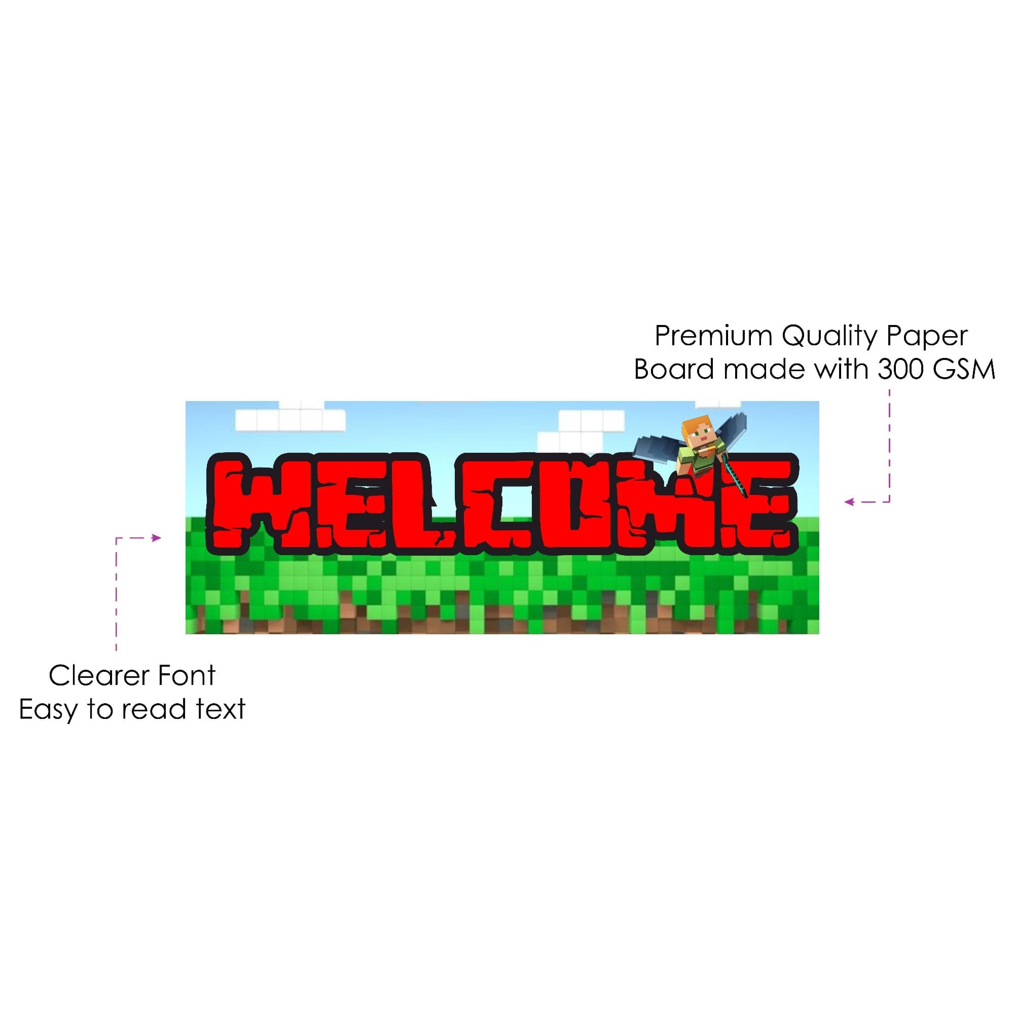 Balloonistics Mines & Craft Theme Welcome Board 2.3 Feet Cardstock Birthday Sign Double-Sided Pixel Party Decoration for Indoor & Outdoor with Ribbons (Welcome Outdoor Board) thumbnail 6