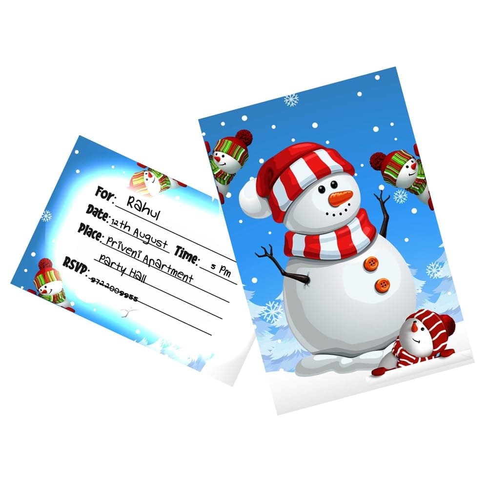 Snowman Theme Happy Birthday Banner Aviation Party Decorations - Multicolor Kids Birthday Backdrop Bunting with Hanging Ribbon - Pilot & Sky Adventure Party Supplies (Invite Cards - Pack of 10)