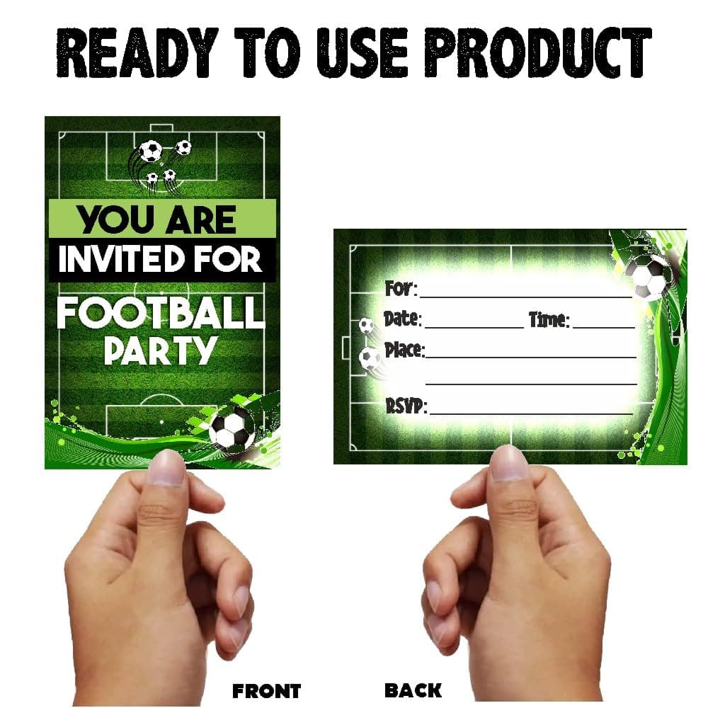 Balloonistics Football Theme Birthday Invitation Cards with Envelopes - Double-Sided Premium Cardstock Soccer Invites for Boys & Sports Fans - 5x7 Inch Game Day Fill-in Invitations for Kids & Teens (Invite Cards - Pack of 10) thumbnail 4
