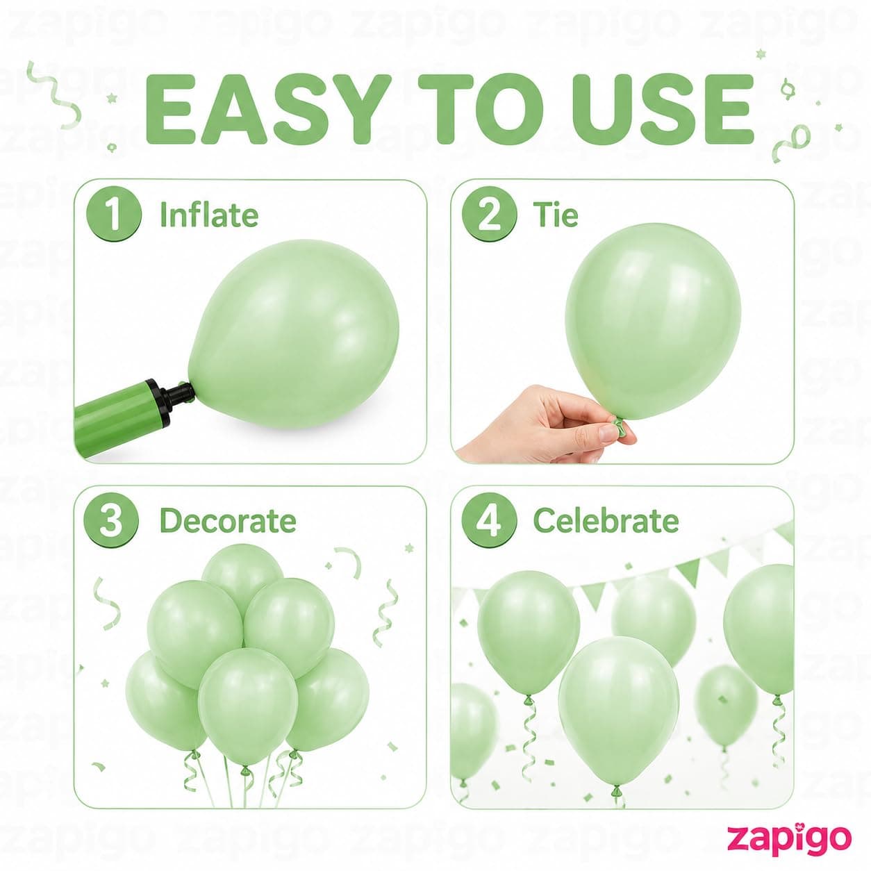 Balloonistics 50-Pack Pastel Green Latex Balloons – Soft Matte Finish Balloons for Baby Shower, Garden Party, Jungle Theme & Birthday Decoration thumbnail 7