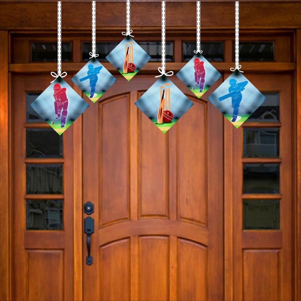 Balloonistics Cricket Theme Hanging Decorations Double-Sided Cardstock Party Hangings with Ribbons Sporty Cricket Party Supplies for Birthday (Hangings - Pack of 12) thumbnail 3