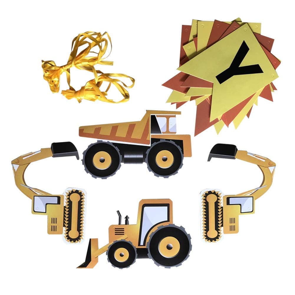 Balloonistics Construction Vehicle Happy Birthday Banner – 17-Piece Hard Paper Set with Excavator, Bulldozer & Truck for Boys Birthday Party Decoration thumbnail 7