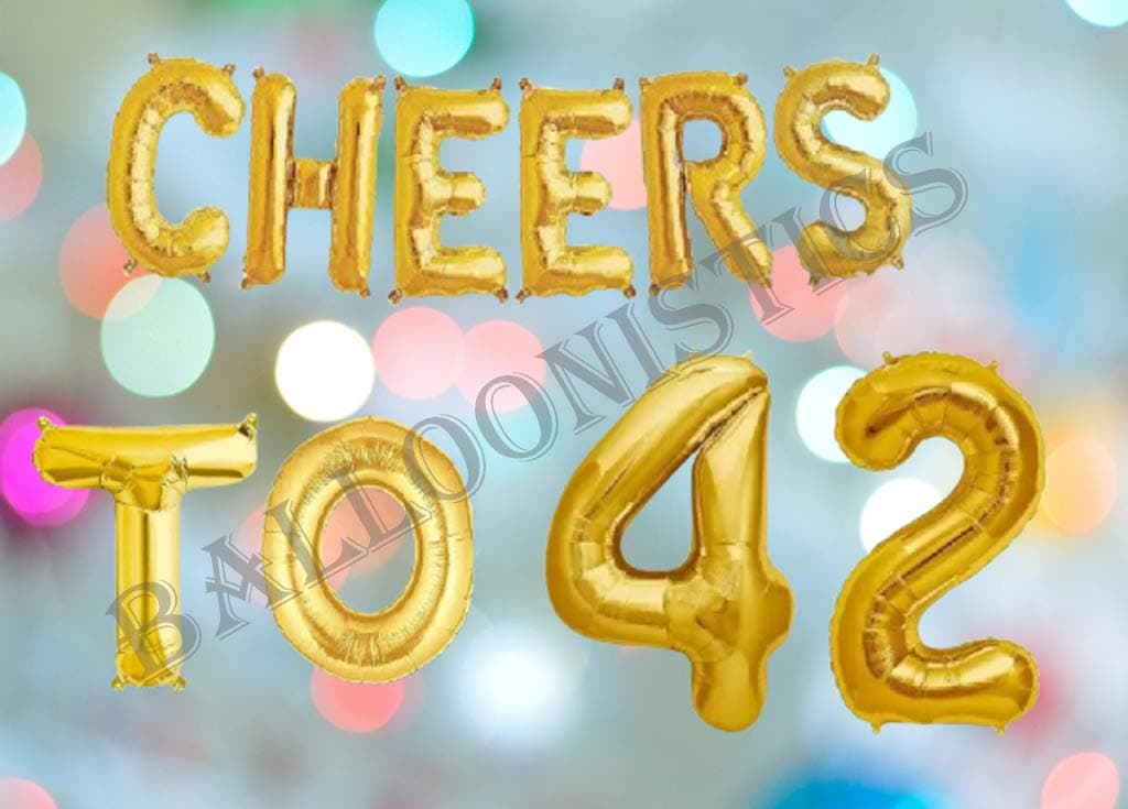 Balloonistics Cheers to Forty Two Foil Balloon Combo – “Cheers to 42” & Number 42 Foil Balloon Set for 42nd Birthday & Anniversary Party Decorations thumbnail 3