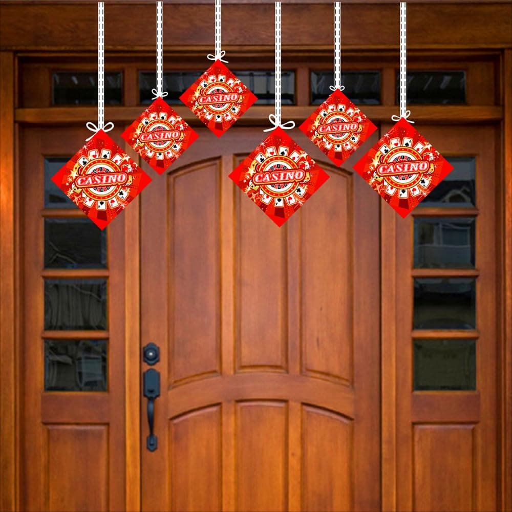 Balloonistics Casino Theme Birthday Hanging Decorations (Pack of 12) - Double-Sided Cardstock Swirls & Cutouts for Las Vegas Style Parties - Poker Night & Casino Royale Ceiling Decor with Ribbons (Hangings - Pack of 12) thumbnail 3