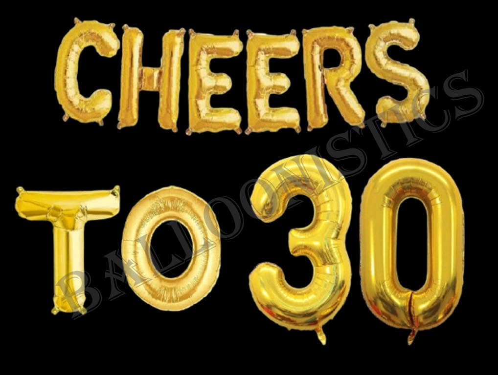 Balloonistics Cheers to Thirty Foil Balloon Combo – “Cheers to 30” & Number 30 Foil Balloon Set for 30th Birthday & Third Decade Milestone Party Decorations thumbnail 3