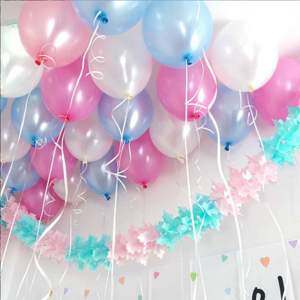 Balloonistics Metallic HD Blue, Pink & White Latex Balloons – Premium Quality Party Balloons for Birthday, Baby Shower & Celebration Decoration (Pack of 50) thumbnail 1
