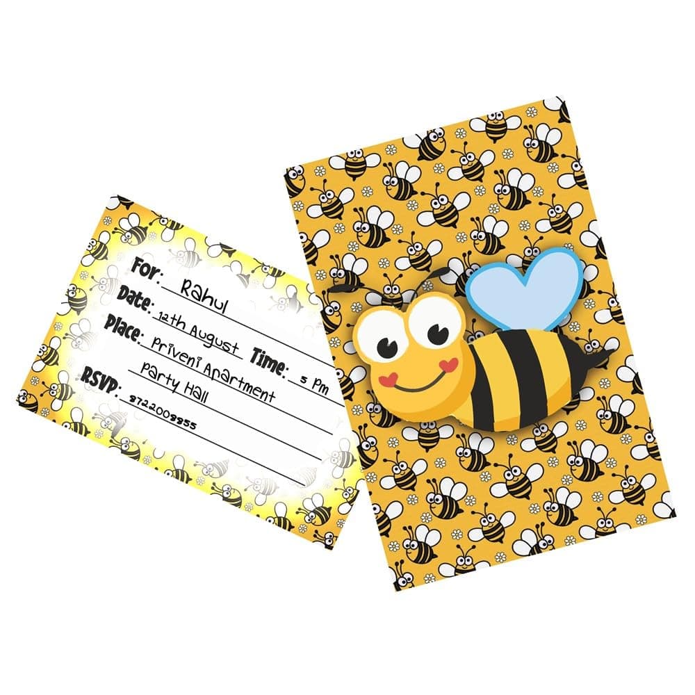 Balloonistics Honey Bee Birthday Invitation Cards Premium Double-Sided Cardstock Honey Bee Theme Party Invites for Kids Birthdays (Invite Cards - Pack of 10) thumbnail 1