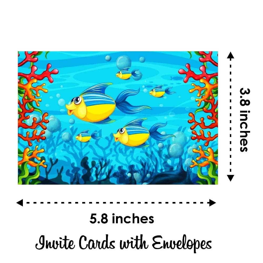 Balloonistics Ocean Underwater Theme Birthday Invitation Cards Double-Sided Cardstock Invites Ocean Life Theme Party Supplies for Kids Party (Invite Cards - Pack of 10) thumbnail 6