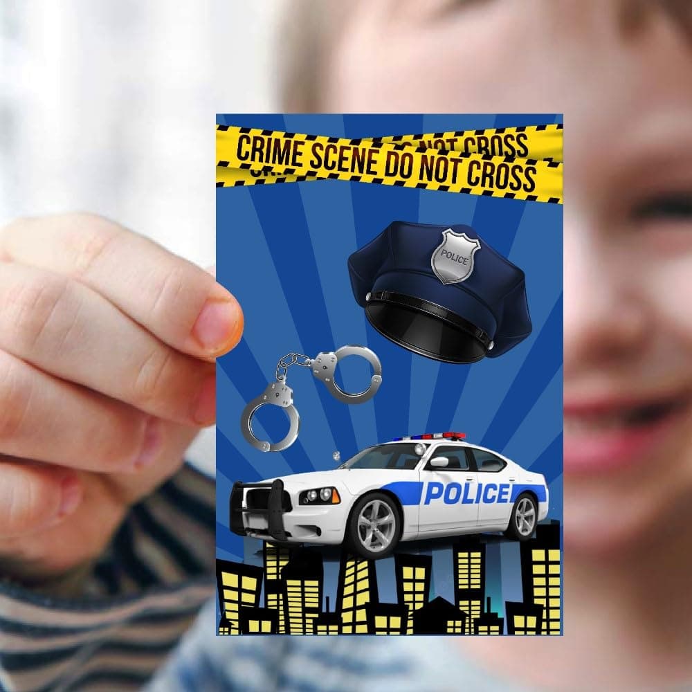 Balloonistics Police Theme Birthday Invitation Cards - Pack of 10 Premium Cardstock Invites - Law Enforcement Party Supplies, Police Officer "Reporting for Duty" Hero Theme Invitations (Invite Cards - Pack of 10) thumbnail 2