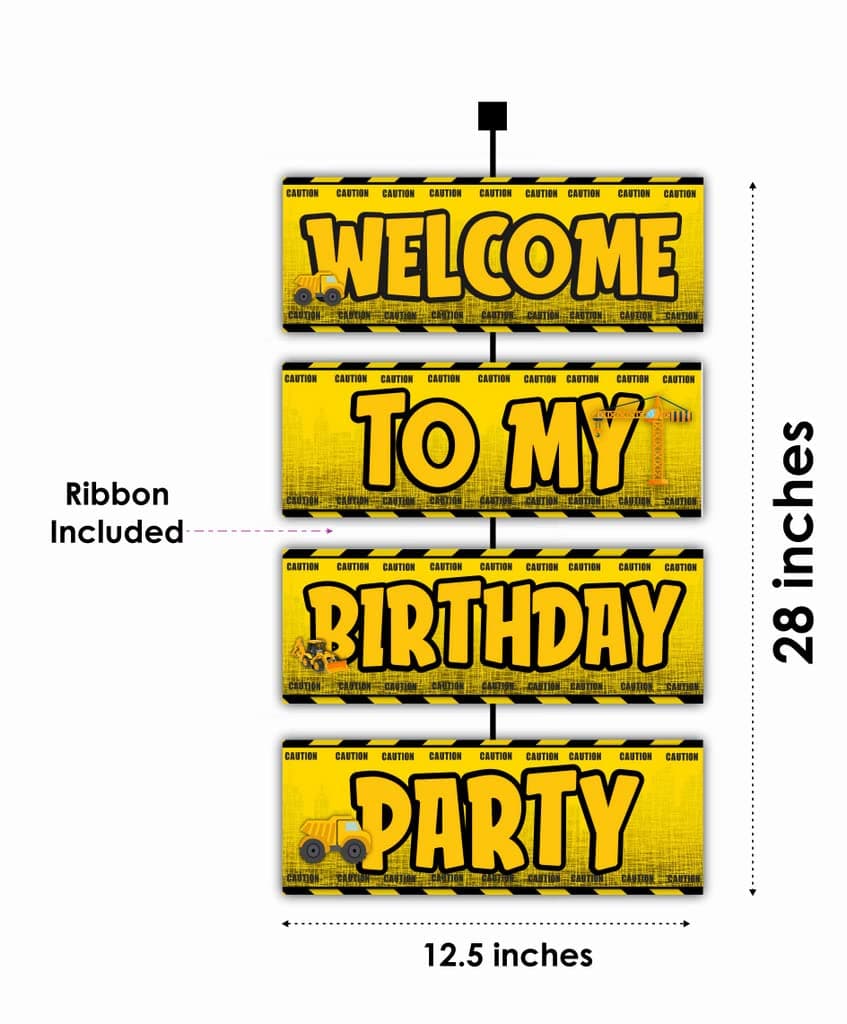 Balloonistics Construction Theme Welcome Sign 2.3 Ft Large Construction Party Welcome Board for Indoor & Outdoor Cardstock Under Construction Backdrop (Welcome Outdoor Board) thumbnail 2