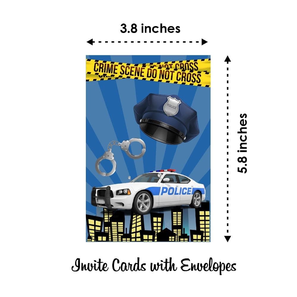 Balloonistics Police Theme Birthday Invitation Cards - Pack of 10 Premium Cardstock Invites - Law Enforcement Party Supplies, Police Officer "Reporting for Duty" Hero Theme Invitations (Invite Cards - Pack of 10) thumbnail 6