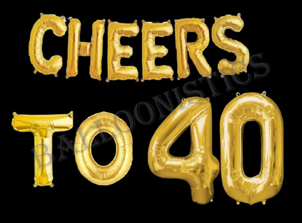 Balloonistics Cheers to Forty Foil Balloon Combo – “Cheers to 40” & Number 40 Foil Balloon Set for 40th Birthday & Fourth Decade Milestone Party Decorations thumbnail 2