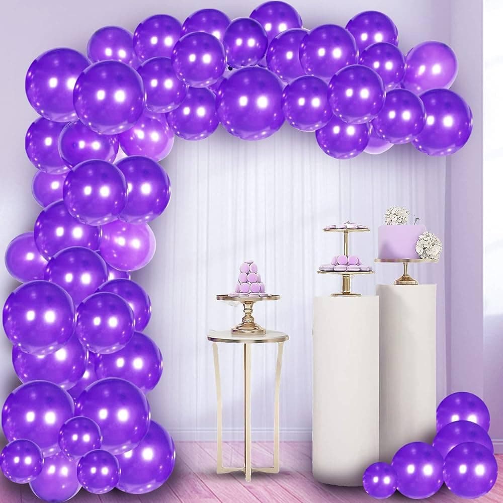 Balloonistics 50-Pack Metallic Purple Shiny Latex Balloons – HD Purple Balloons for Birthday, Royale Theme, Halloween & Elegant Party Decoration thumbnail 1