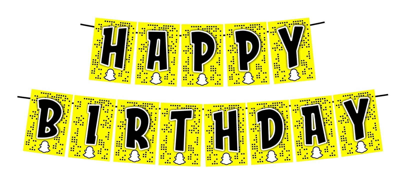 Balloonistics Snapchat Theme Happy Birthday Banner – Vibrant Yellow & White Social Media Bunting – Premium Cardstock Party Decorations for Teens & Adults thumbnail 1