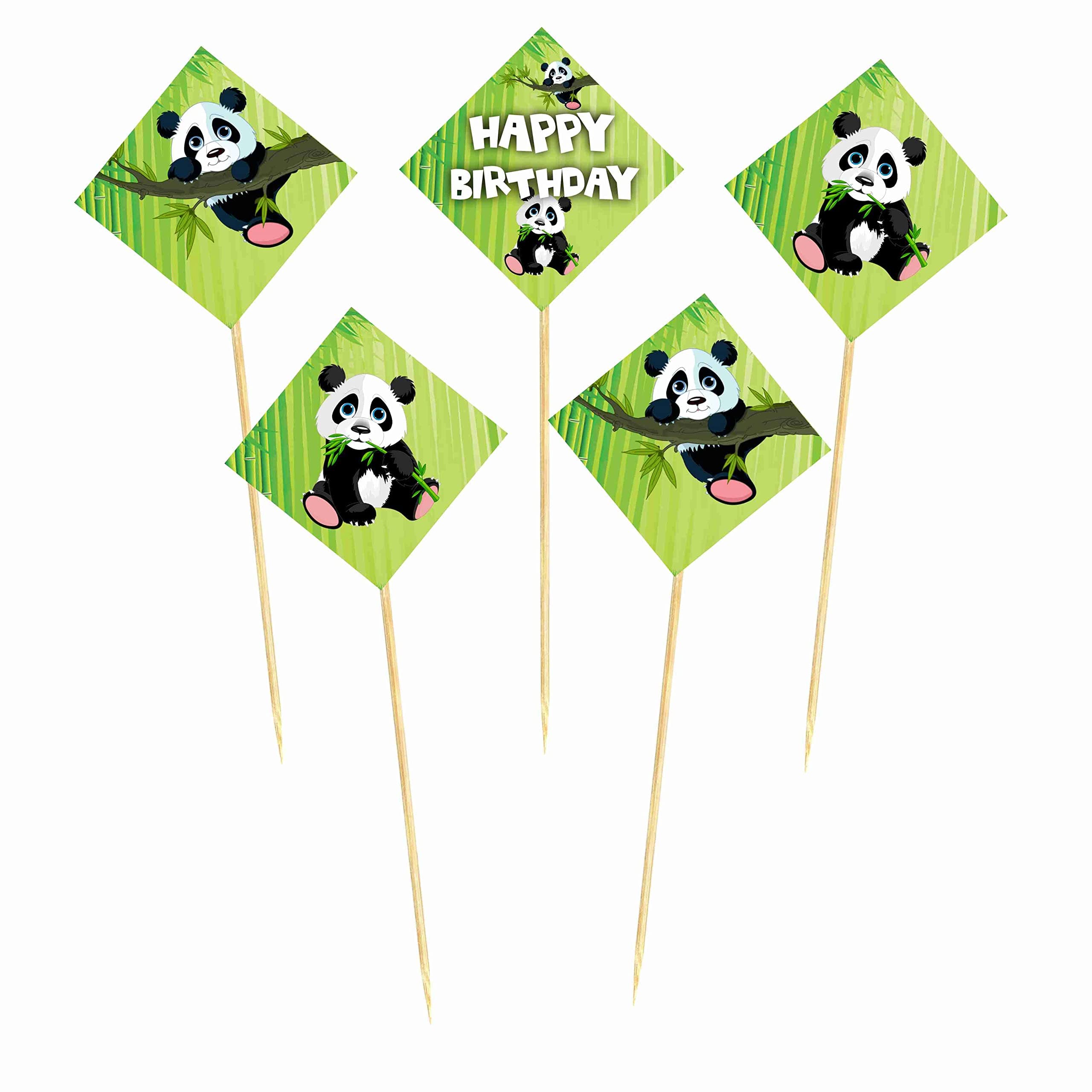 Panda Theme Birthday Cake Toppers - Cute Panda Bear & Bamboo Jungle Cardstock Cake Decorations with Sturdy Bamboo Sticks - Aesthetic Party Supplies for Kids, Girls & Boys (Cake Topper - Pack of 10) thumbnail 2