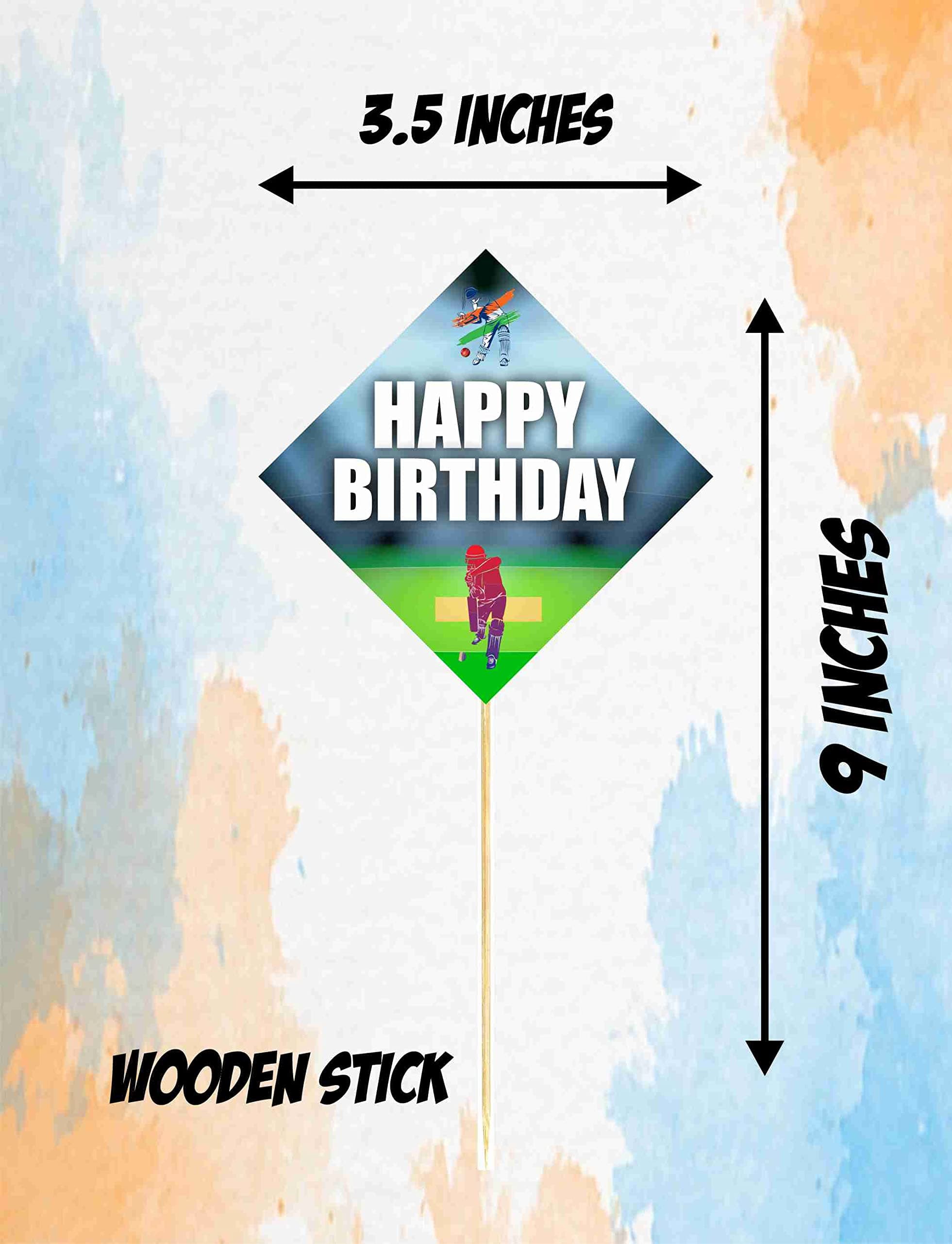 Balloonistics Cricket Theme Cake Toppers Premium Cardstock Picks with Bamboo Sticks Sporty Cricket Theme Party Decorations for Cakes (Cake Topper - Pack of 10) thumbnail 3