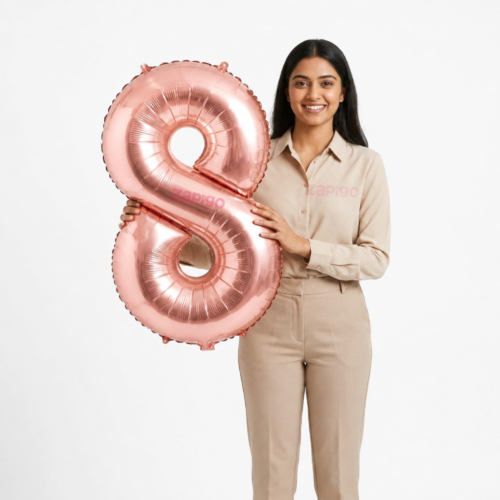 Balloonistics Rose Gold 40-Inch Foil Number 8 Balloon - Helium or Air Fill for 8th Birthday, Anniversary, New Year Party Decoration, Photo Booth Backdrop, Cake Table Decor thumbnail 1