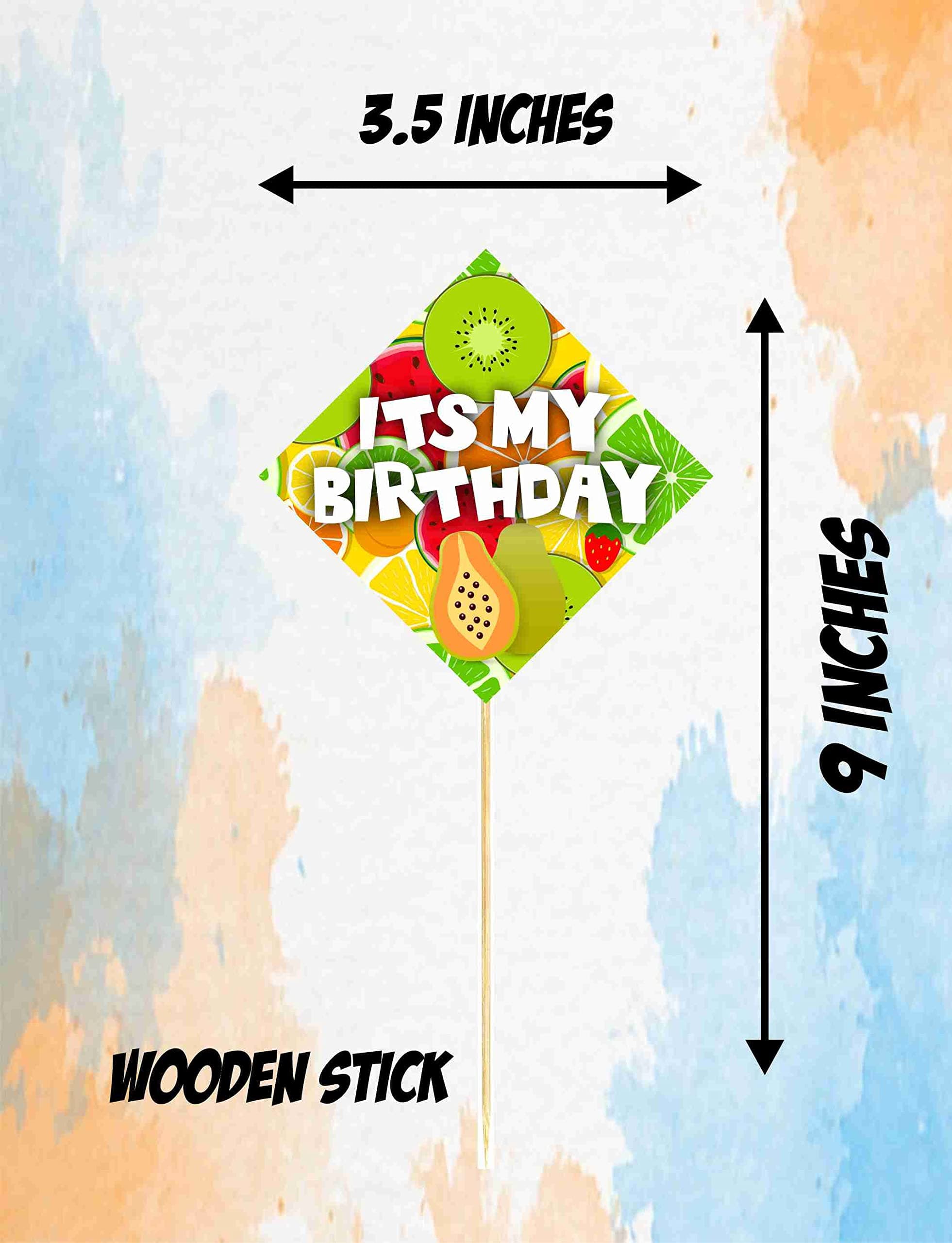 Balloonistics Fruit Theme Happy Birthday Cake Toppers (Pack of 10) - Sweet "Tutti Frutti" Birthday Cake Decorations - Cardstock Dessert Picks for Kids & Summer Parties thumbnail 3