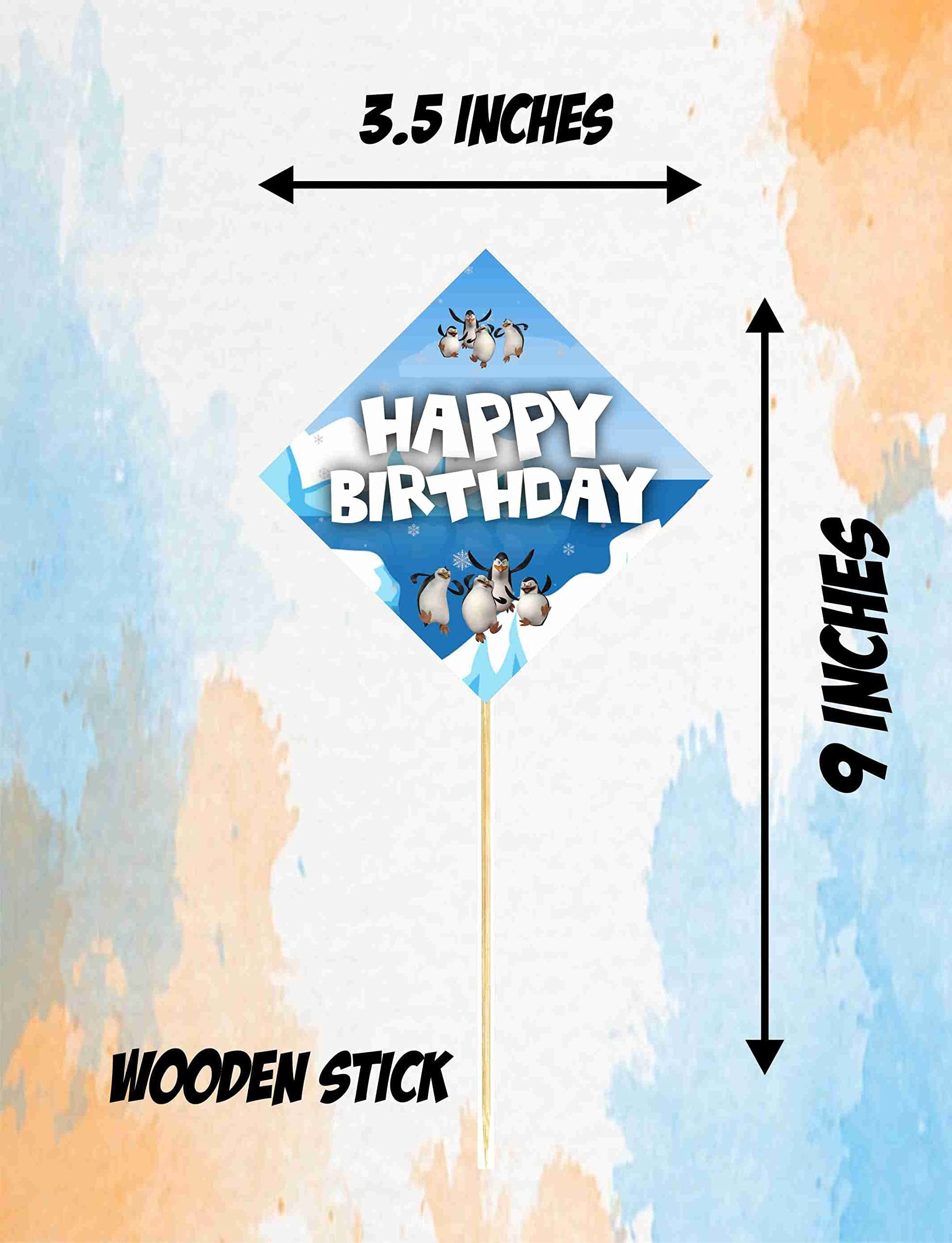 Balloonistics Penguin Happy Birthday Cake Topper - Pack of 10 Double-Sided Cardstock Cake Picks - Cute Winter Theme Birthday Decorations, Arctic Party Dessert Toppers on Food-Safe Bamboo Sticks (Cake Topper - Pack of 10) thumbnail 3
