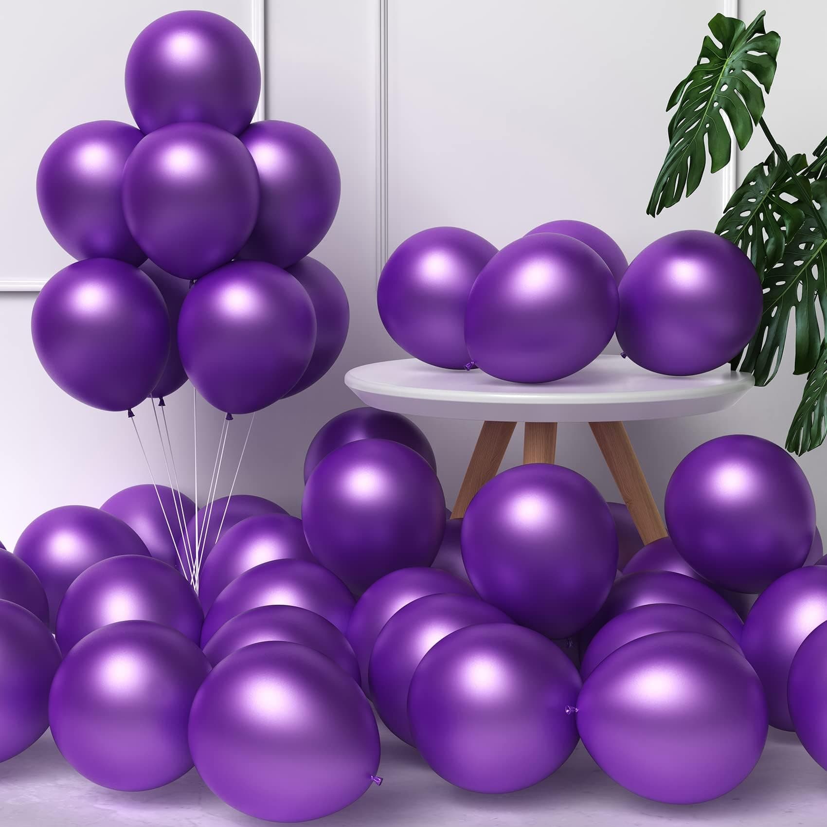 Balloonistics 50-Pack Metallic Purple Shiny Latex Balloons – HD Purple Balloons for Birthday, Royale Theme, Halloween & Elegant Party Decoration thumbnail 6