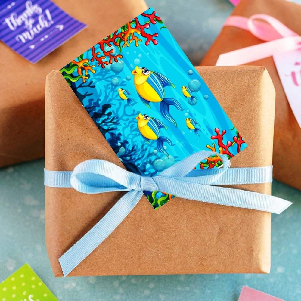 Balloonistics Ocean Underwater Theme Birthday Invitation Cards Double-Sided Cardstock Invites Ocean Life Theme Party Supplies for Kids Party (Invite Cards - Pack of 10) thumbnail 3