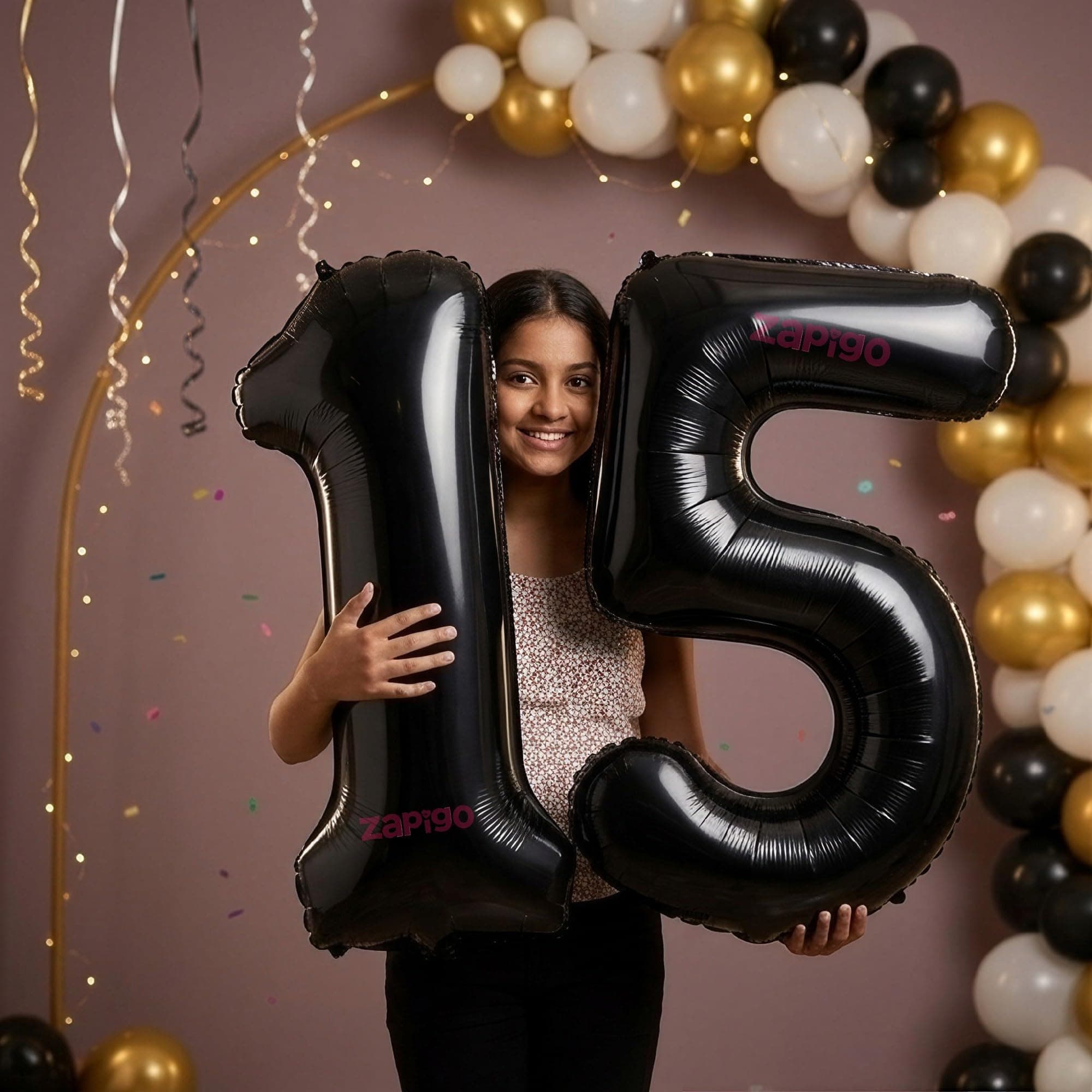 Balloonistics Black 40-Inch Foil Number 15 Balloon - Helium or Air Fill for 15th Birthday, Anniversary Party Decoration, Photo Booth Backdrop, Cake Table Decor thumbnail 1