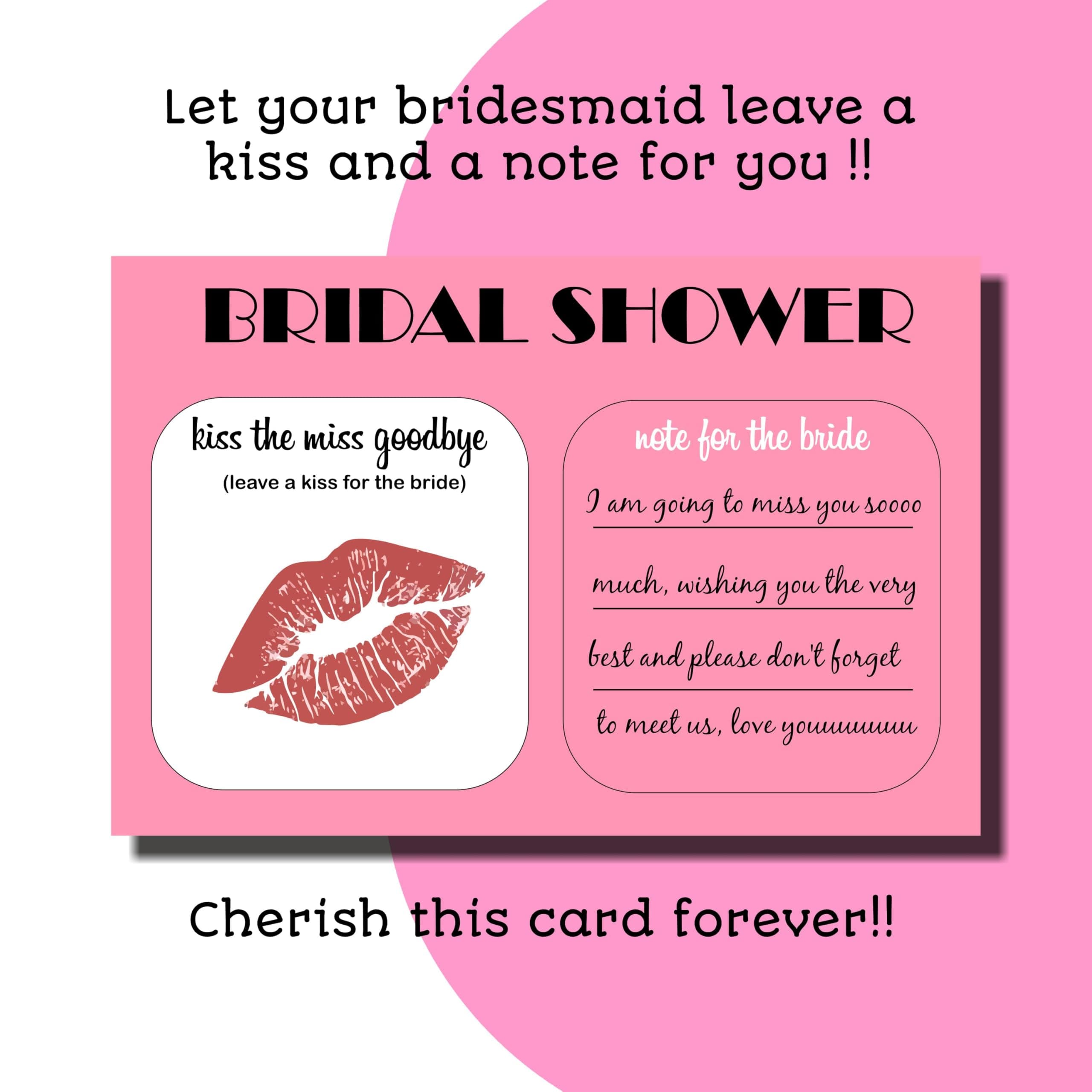 Balloonistics Kiss the Miss Goodbye Cards – Pack of 10 – Fun Interactive Bridal Shower & Bachelorette Party Game – Premium Pink Cardstock Keepsake for Bride-to-Be Celebrations thumbnail 3