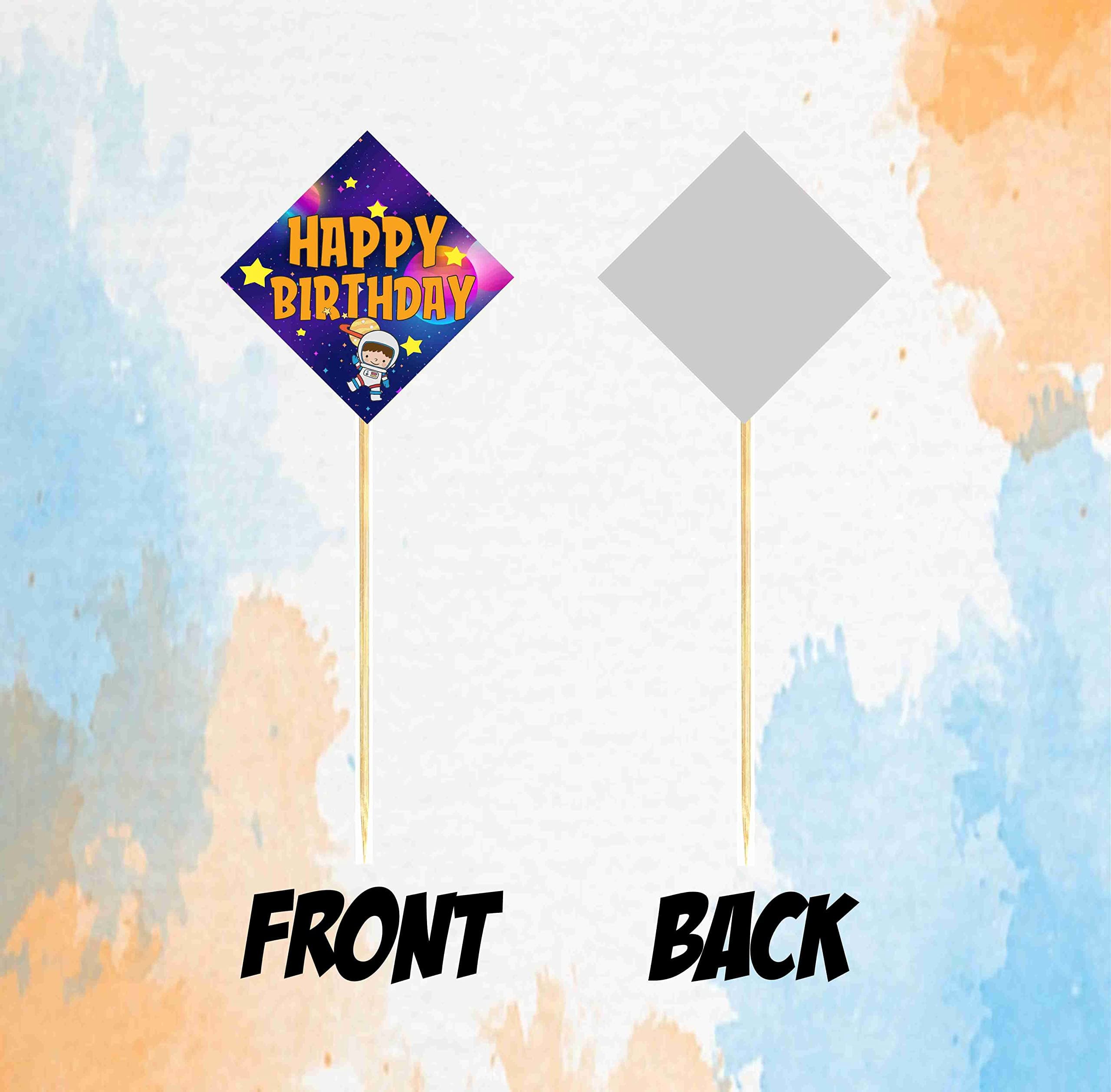 Balloonistics Space Theme Cake Topper Premium Cardstock Double-Sided Cake Decorations with Bamboo Sticks Party Supplies for Kids (Cake Topper - Pack of 10) thumbnail 4
