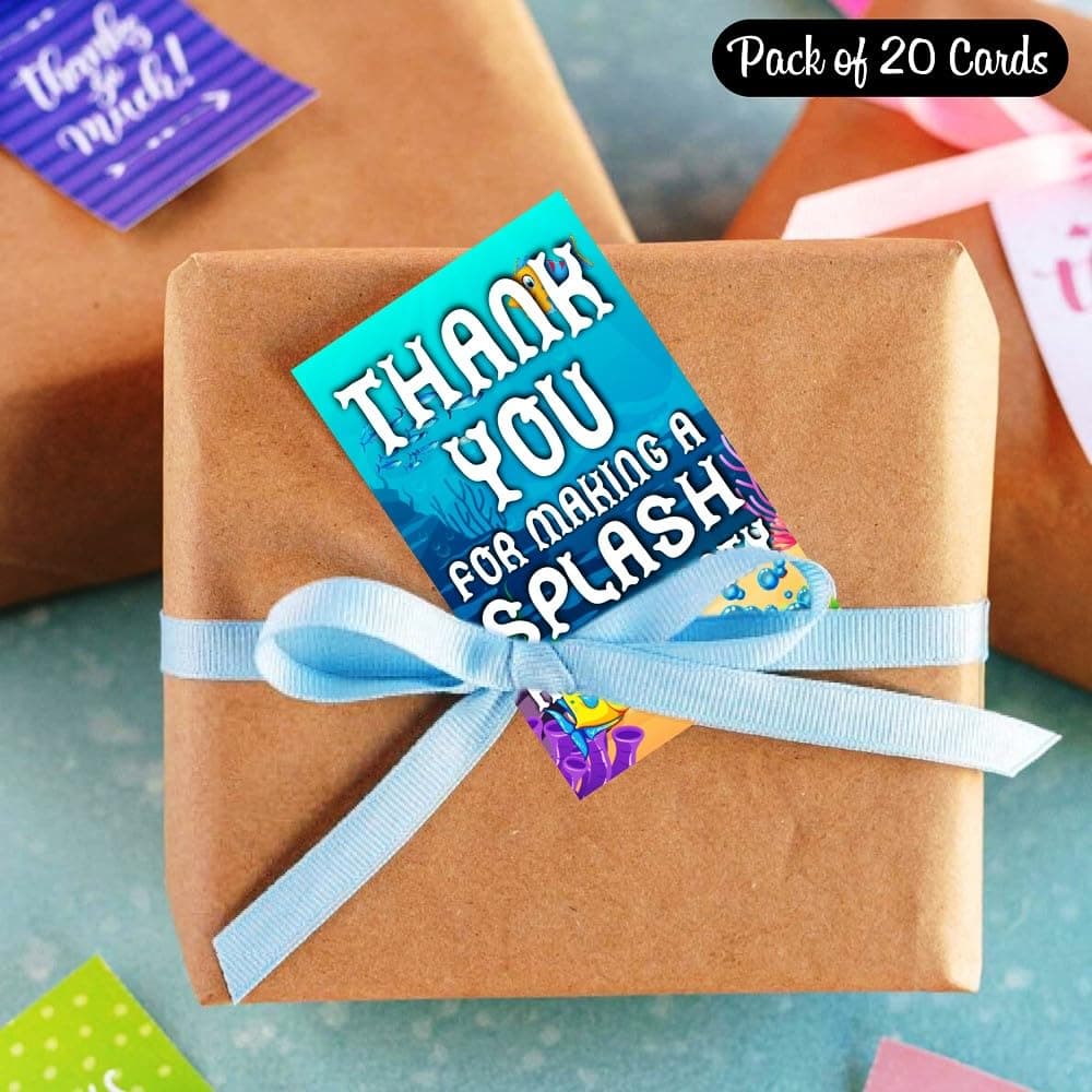Balloonistics Ocean Underwater Theme Birthday Thank You Cards Cardstock Notes for Return Gifts Party Supplies for Kids Birthday (Thank you Cards - Pack of 20) thumbnail 3
