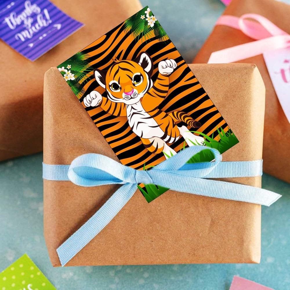 Balloonistics Tiger Theme Birthday Invitations - Pack of 10 Premium Matte Fill-In Cards - Jungle Safari & Wild One Party Invites with Matching Envelopes - Double-Sided Cardstock Tiger Face Stationery (Invite Cards - Pack of 10) thumbnail 3
