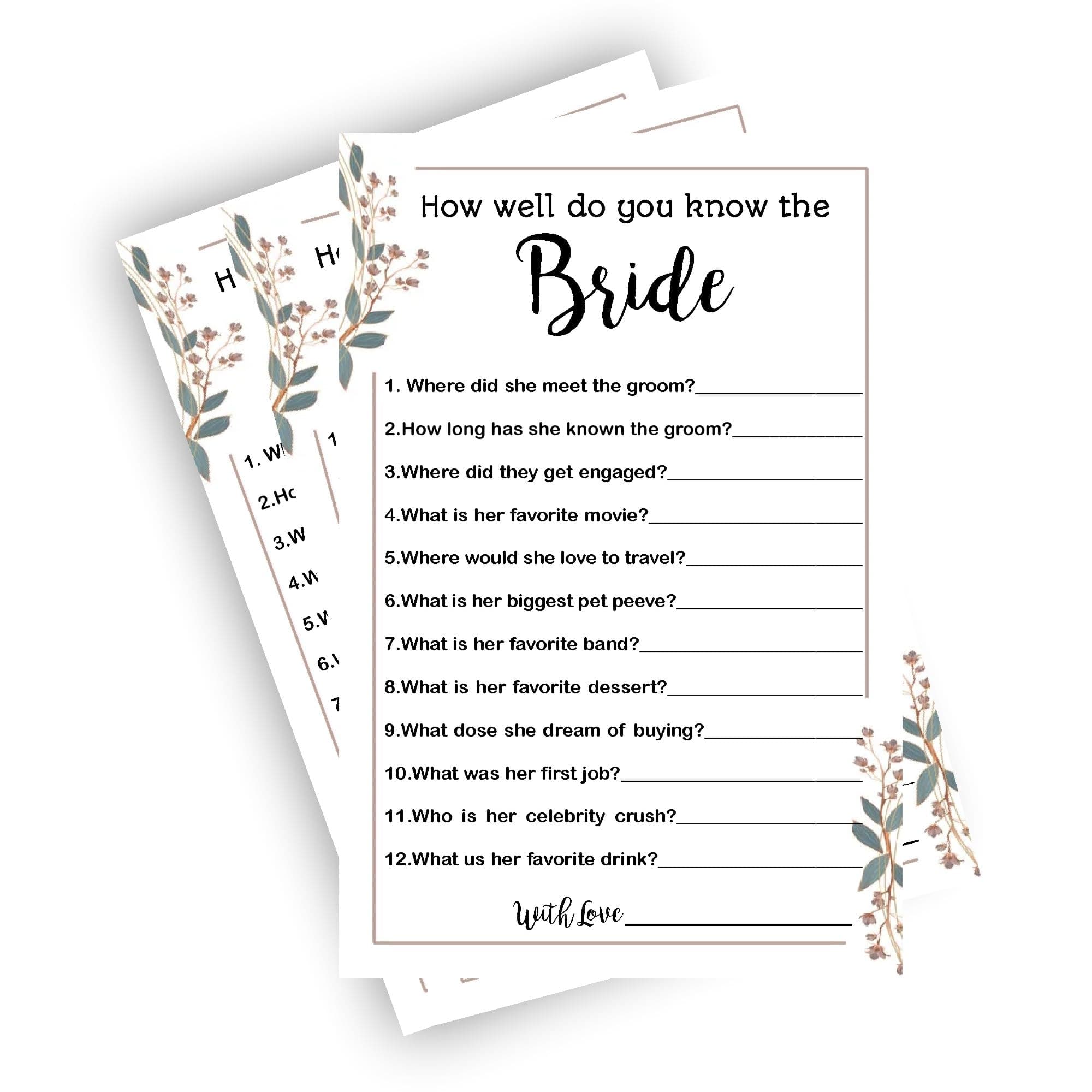 Balloonistics “How Well Do You Know the Bride?” Game Cards – Pack of 10 – Fun Interactive Bridal Shower & Bachelorette Party Activity – Premium Floral Cardstock thumbnail 1