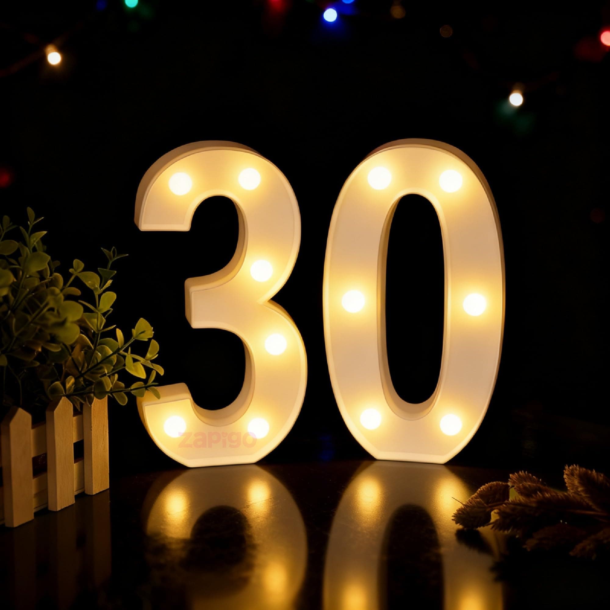 Balloonistics LED Marquee Number 30 Light - Cordless Battery-Operated Light Up Number Sign for 30th Birthday, Anniversary, Wedding, Party Decoration, Photo Booth Backdrop, Cake Table Decor