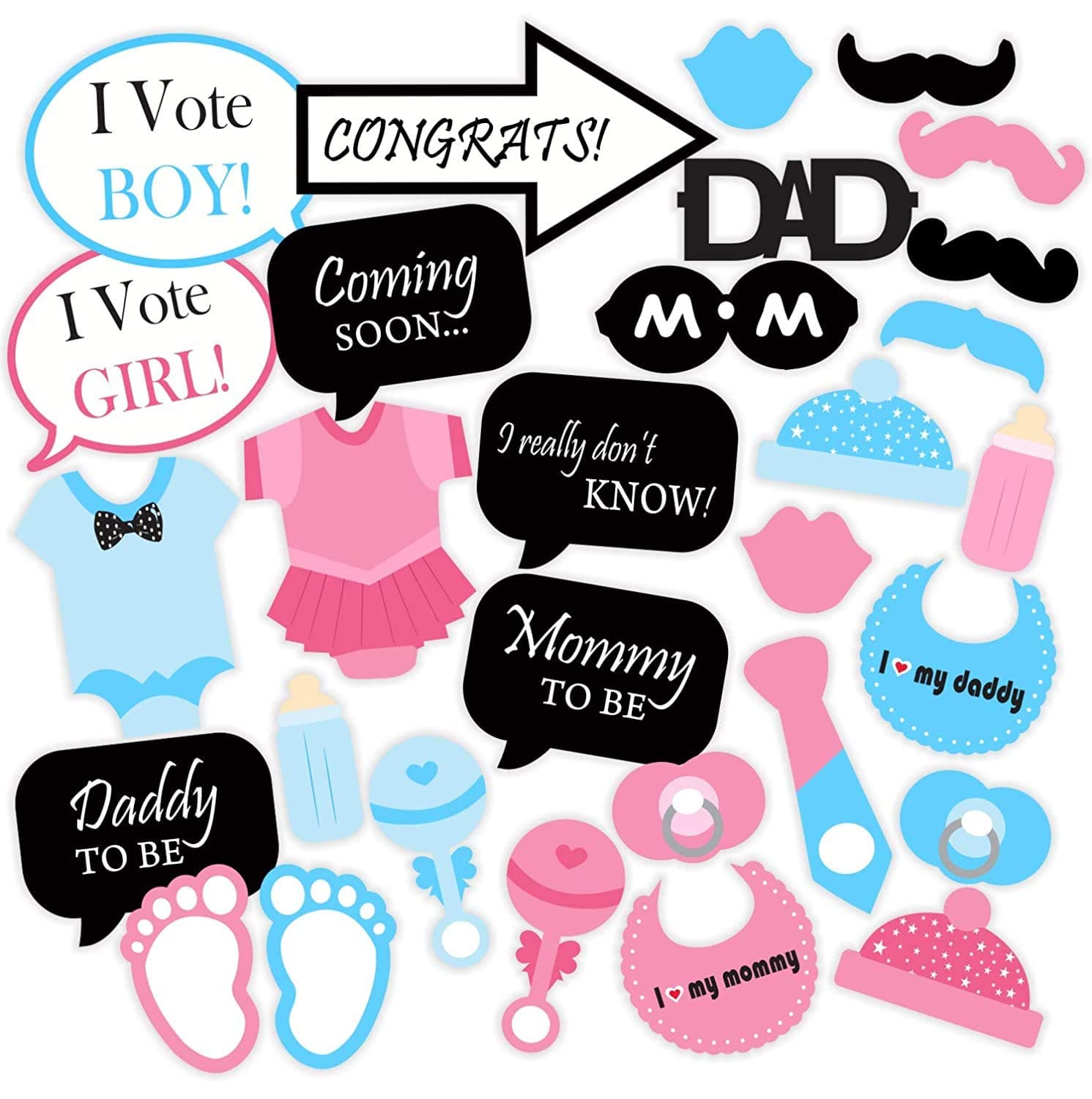 Balloonistics Baby Shower Photoshoots, Photo Booths, Baby Shower Props 30 Pieces, Sticks Attached To Moms Shoots, Maternity Shoots, Photography Or Pregnancy Favors Babyshower Items, For Prop Material thumbnail 7