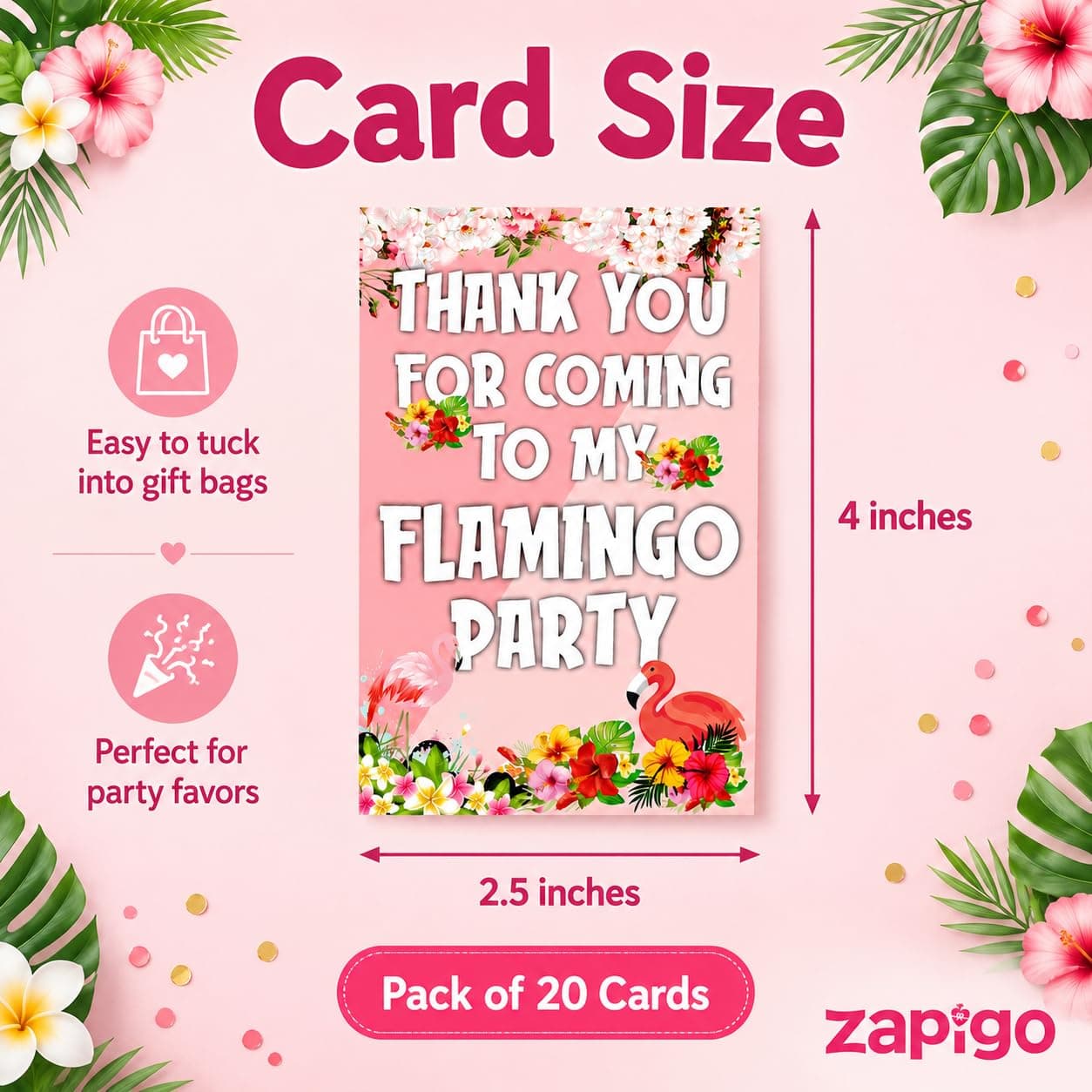 Balloonistics Flamingo Theme Thank You Cards - Pack of 20 Tropical Birthday Note Cards - Premium Cardstock "Thanks for Flamingling" Stationery, Vibrant Summer Pink & Floral Gratitude Cards (Thank you Cards - Pack of 20) thumbnail 6