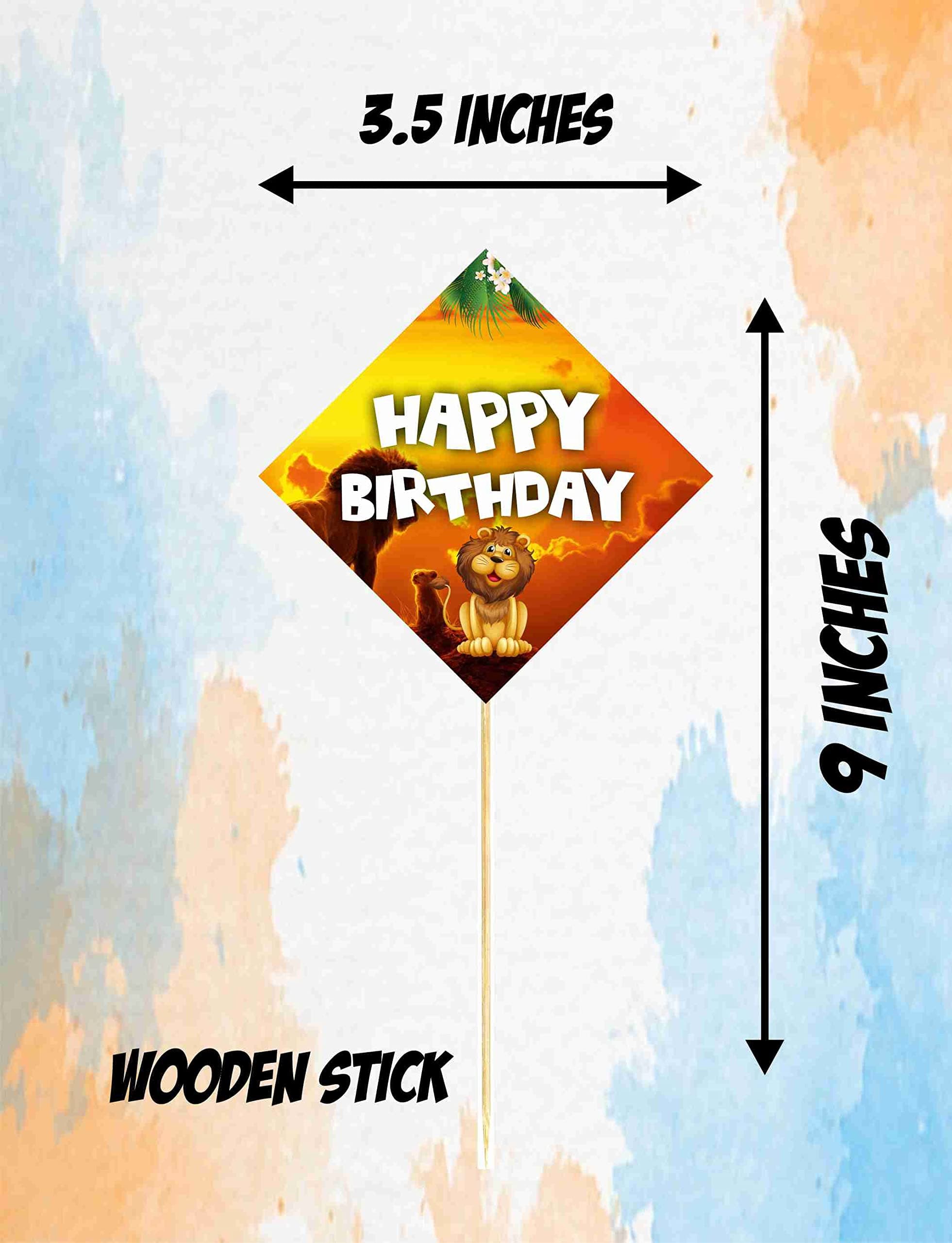 Balloonistics Lion Theme Happy Birthday Cake Topper - Pack of 10 King of the Jungle Cake Decorations - Premium Cardstock Lion Figures on Bamboo Sticks, Wild One Safari Zoo Party Supplies for Kids (Cake Topper - Pack of 10) thumbnail 3